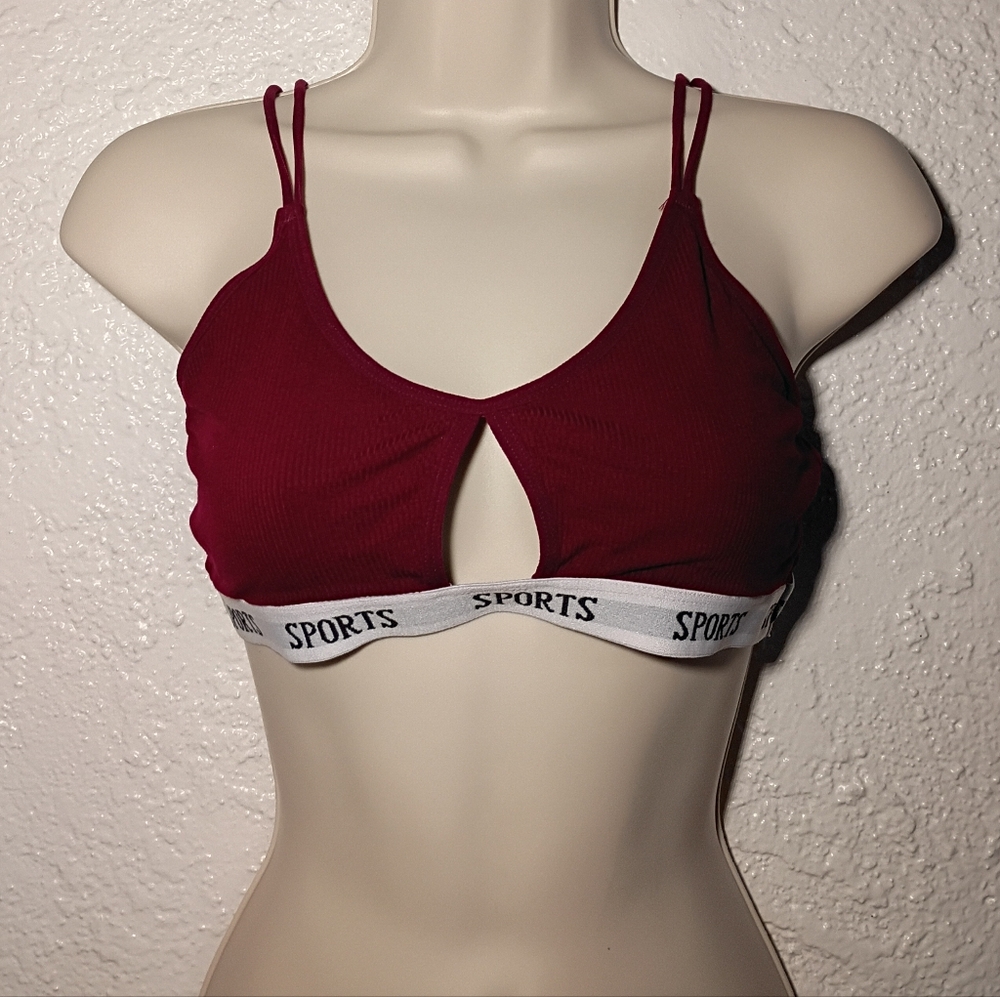 Red Keyhole Sports Bra